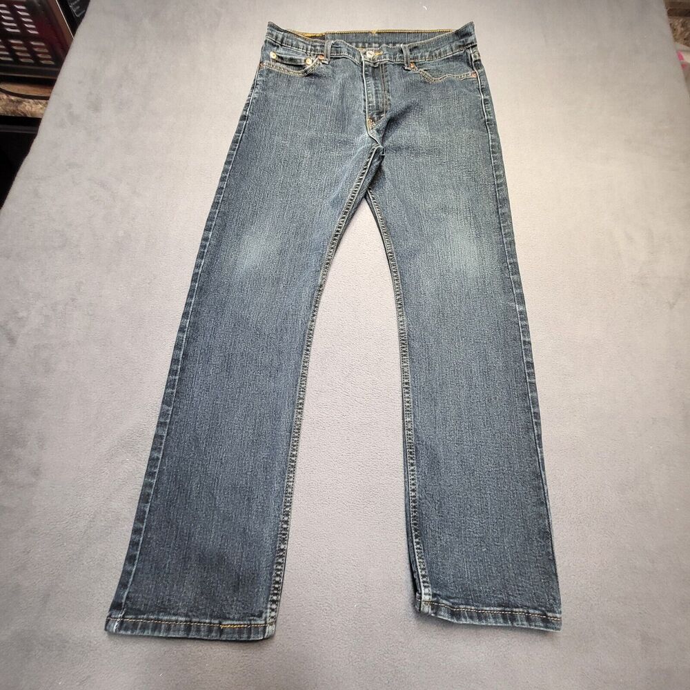 Levi's 513‎ Jeans Mens 32x28 Blue Slim Fit Straight Leg Distressed Denim